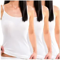 HERMKO Achseltop 1560 (Pack, 3er) Träger Top, Bio-Baumwolle, Spaghettiträger, Shirt, Basic weiß 36/38 (S)