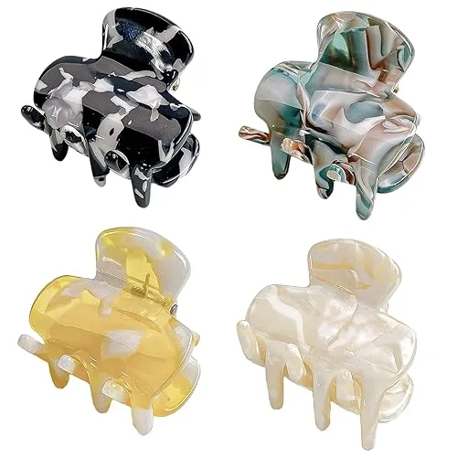 XINGNIAO 4 Stück Octopus Haarspangen Leopardenmuster Acryl Haarkralle Mittlere Schildkrötenhaarspangen für Frauen Starker Griff rutschfeste Kieferclips für Dickes und mittleres Haar Haarstyling