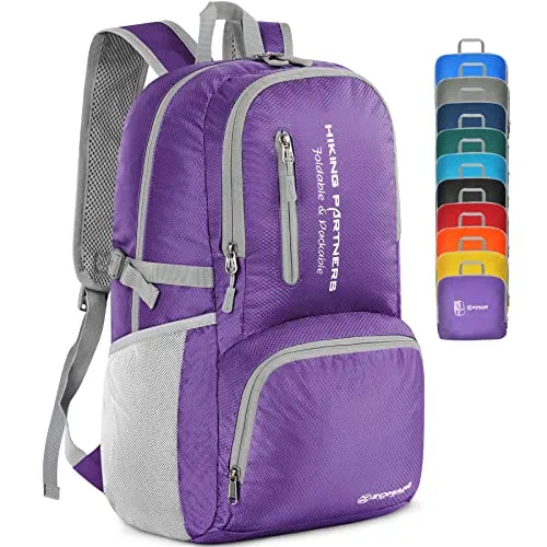 ZOMAKE Leicht Faltbarer Rucksack 35L Packbare Backpacks,Kleiner Rucksäcke Wanderrucksack Wasserdicht Rucksäcke für Damen Herren Outdoor Wandern(Violett)