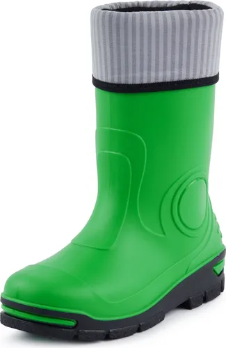 Ladeheid Kinder Gummistiefel mit warmer Socke LARB013 (Grün, 21/22 EU) - Robuste, wasserdichte Gummistiefel für Kinder mit herausnehmbarer Fütterung. Ideal für Regenwetter und Spaziergänge. Hergestellt in der EU, leicht zu reinigen und rutschfest für sicheren Halt.