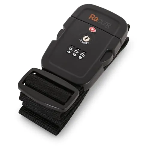 Koffergurt mit TSA-Zahlenschloss, flexibel verstellbar bis 190 cm Schwarz