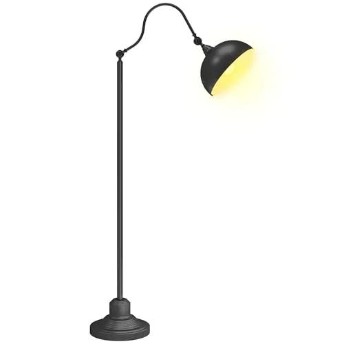 HOMCOM Stehlampe im Retro-Design - Standleuchte mit verstellbarem Lampenschirm und stabilem Metallgestell für optimale Beleuchtung beim Lesen oder Arbeiten, ideal für Wohnzimmer und Schlafzimmer.