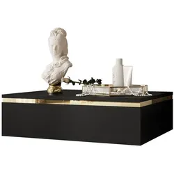 Lookway Nachttisch, Schwarz, Holzwerkstoff, Uni, 1 Schubladen, Rechteckig, 48x15x38 cm, Schlafzimmer, Nachttische