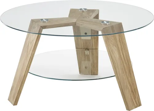 Couchtisch LUBLIN aus Asteiche und Klarglas, 40x75cm