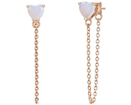 Glanzstücke München Paar Ohrstecker Set: GSM1233 - Roségold Mondstein - Ohrstecker aus hochwertigem 925er Sterling Silber, rosévergoldet und hochglanzpoliert. Veredelt mit facettiertem synthetischen Mondstein, ideal für stilvolle Damen.