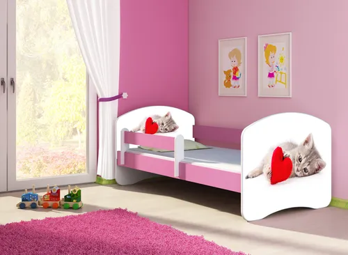 ACMA Jugendbett Rosa 180x80 mit Matratze & Rausfallschutz