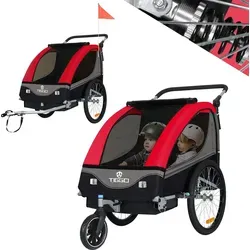 Tiggo S2 Kinderanhänger 2 in 1 - Rot/Schwarz - Der Tiggo S2 Kinderanhänger vereint Funktionalität und Komfort für aktive Eltern. Er lässt sich schnell vom Fahrradanhänger in einen Kinderwagen umwandeln und bietet mit seinem Vollfedersystem und gepolstertem Sitz höchsten Fahrspaß für Ihre Kinder.