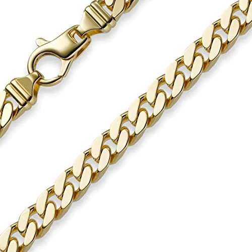7mm Panzerkette Kette Collier diamantiert, 750 Gold Gelbgold massiv, 45cm