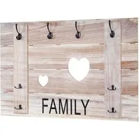 MCW Wandgarderobe C89 Family im Shabby-Look - Garderobenpaneele aus Paulowniaholz, 8 Haken für platzsparende Aufbewahrung und individueller Used-Look für eine stilvolle Wandgestaltung.