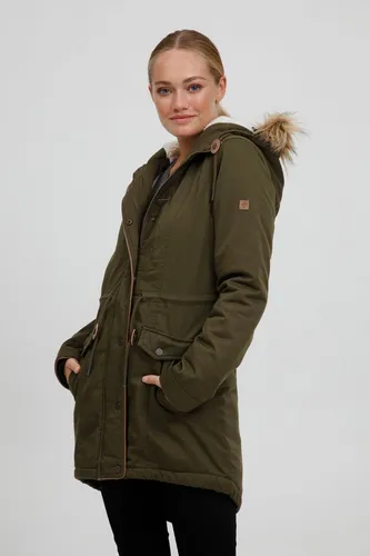 OXMO Anna Damen Winterparka mit Fellkapuze - Funktionsjacke, warm gefüttert mit Teddyfutter und abnehmbarer Kunstfellkapuze, ideal für stilvolle Winterlooks und vielseitige Kombinationsmöglichkeiten.