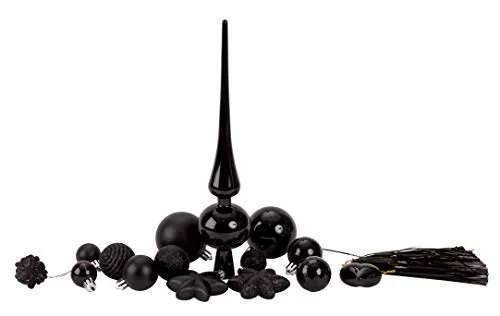 teiliges Set Weihnachtskugel Lamettini Lametta Anhänger Christbaumspitze (Schwarz) 100