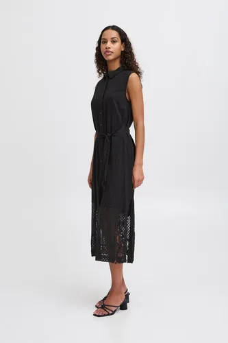 Ichi Midikleid IHMARILA – Modisches schwarzes Kleid 40 - Trachtenmode, festliches Design mit Spitze und hoch geschlossenem Ausschnitt, perfekt für besondere Anlässe.