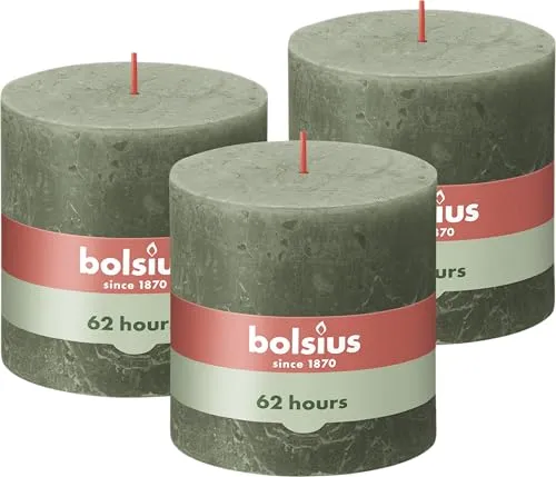 Bolsius Rustik Stumpenkerze XXL in grün von Bolsius