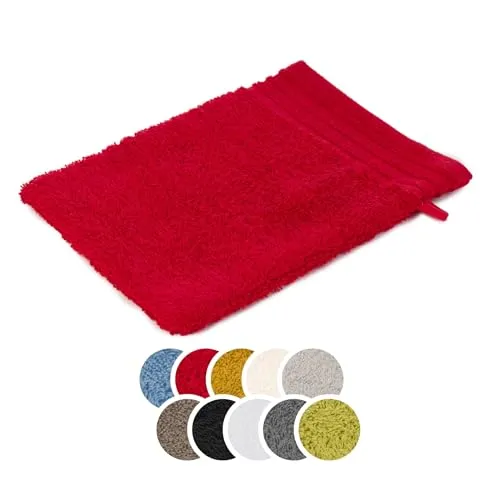 liebling Waschhandschuh Baumwolle, Serie Frankfurt, 400 gr. / m², 16 x 21 cm, 60 Grad, mit hochw. Borte, saugstark, Farbe: rot