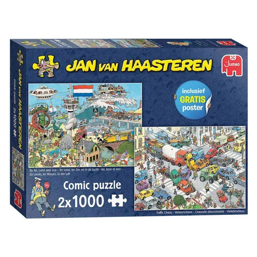 Jumbo Spiele 20073 Jan van Haasteren Verkehrschaos Puzzle - Puzzle Kategorie mit 2x1000 Teilen, voller Humor und Detailreichtum von Jan van Haasteren – ein Spaß für die ganze Familie!