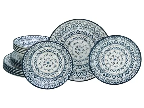 CreaTable 17178 Serie Mexico 18-teiliges Geschirrset - Tafelservice aus Steingut, spülmaschinen- und mikrowellengeeignet, mit traditionellem mexikanischem Design und langlebiger Qualität für jeden Anlass.