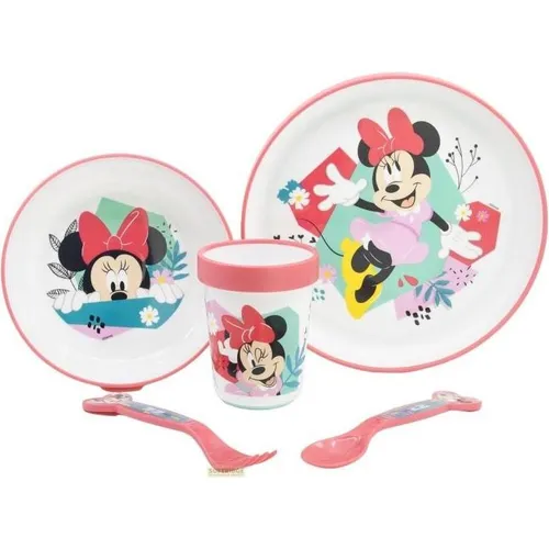 Disney Minnie Mouse Premium-Geschirr - Mikrowelle-Sicher Teller, Schale, Becher & Besteck