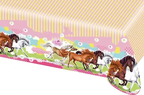 Tischdecke Charming Horses 180x120 cm Kindergeburtstag Mottoparty Kunststoff
