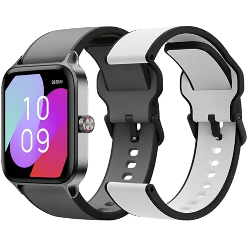 SPC Smartee Duo Pro - Smartwatch mit GPS, 1,78“ AMOLED-Display, True Wireless, Bluetooth Calling, 9 Tage Akku-Laufzeit, 100 Sportarten, 2 Armbänder im Lieferumfang (schwarz und weiß), IP68