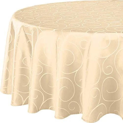 Erwin Müller Tischdecke, Tischwäsche Oberhausen, Jacquard Ranken Sekt Größe oval: 140x190 cm - pflegeleicht, bügelleicht, eckige Decken mit Kuvertsaum