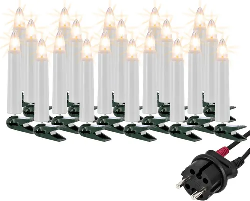 Lichterkette Weihnachtsbaum Made-in-Germany, 20 Lichter für außen - Weihnachtsbeleuchtung mit 20 energieeffizienten LED-Lichtern für drinnen und draußen, langlebig und nachhaltig durch leicht verfügbare Ersatzteile.