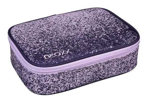 neoxx Schreibgeräteetui Schlamperbox Dunk, Glitterally Perfect - Federmäppchen aus teilweise recyceltem Material, mit praktischen Stiftschlaufen und Reißverschluss-Innentasche für optimale Organisation.