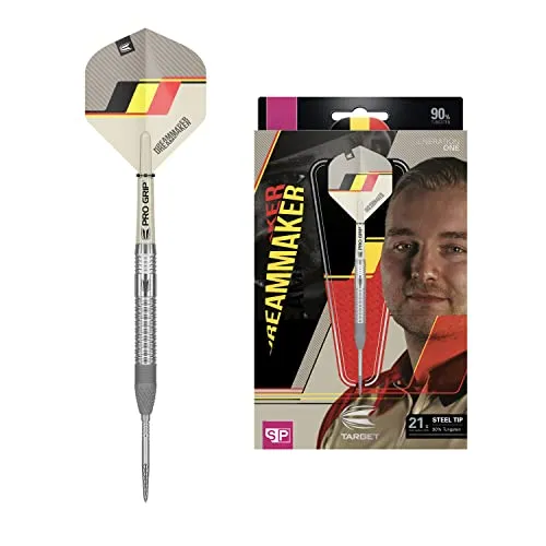 Target Darts Unisex-Adult Dimitri Van den Bergh Dream Maker G1 90% Wolfram Swiss Point Steeldarts-Set Dartpfeile, Sand, Schwarz, Gelb and Roter, 21G