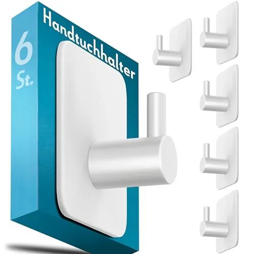 Menz Handtuchhalter ohne Bohren, 6 Stück, weiß in weiß von Menz