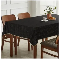 ANRO Tischdecke mit feiner Veredelung und Beschichtung Tischwäsche Stoff-Tischdecke (Einzelstück 1-tlg), Premium TEFLON und 2-Fache Acryl Beschichtung schwarz eckig | 140 cm x 120 cm