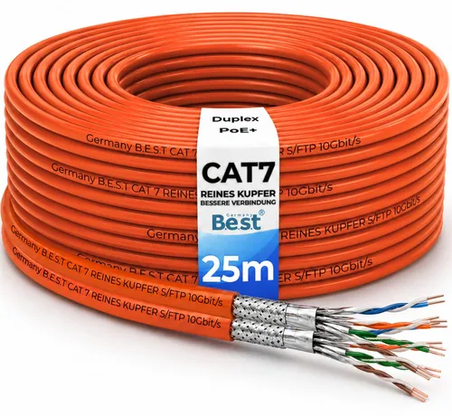 B.E.S.T. CAT 7 Netzwerkkabel 25 m Duplex S/FTP