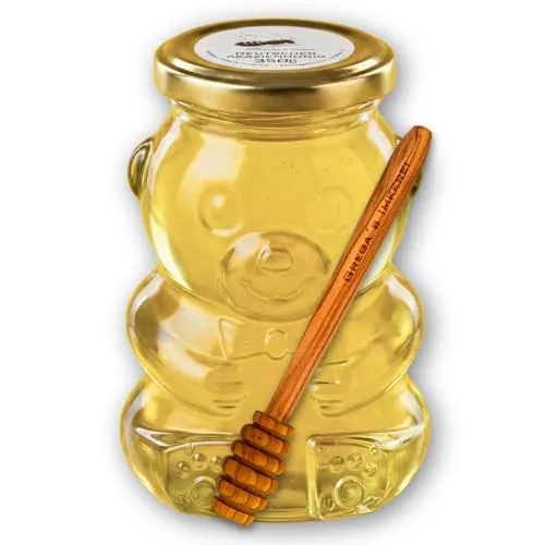 Grega's Imkerei Akazienhonig 350g im Bärenglas - Mild und Aromatisch - Genießen Sie den milden Geschmack von echtem Akazienhonig, der durch seinen hohen Fruchtzuckergehalt lange flüssig bleibt. Im dekorativen Bärenglas, ideal als Geschenk oder zur Wiederverwendung.