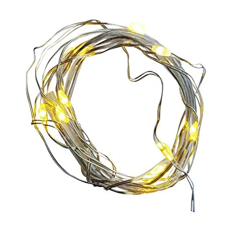 Fachhandel Plus Micro LED Draht Lichterkette mit 20 LED´s Timerfunktion Indoor Batteriebetrieb