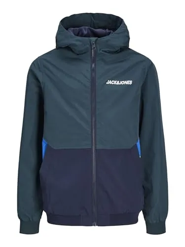 Jack & Jones Jjerush Blocking Jacke Blau 14 Jahre - Funktionsjacke für Jungen, wasserabweisend und ideal für den Übergang zwischen den Jahreszeiten. Mit praktischem Reißverschluss und modernen Color-Blocking-Design.