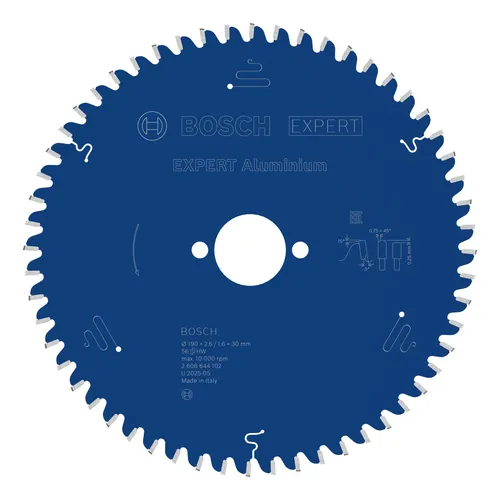 Bosch Professional 1x Kreissägeblatt Expert for Aluminium - 190 x 30 x 2,6 mm, 56 Zähne, hohe Lebensdauer und kompatibel mit anderen Herstellern