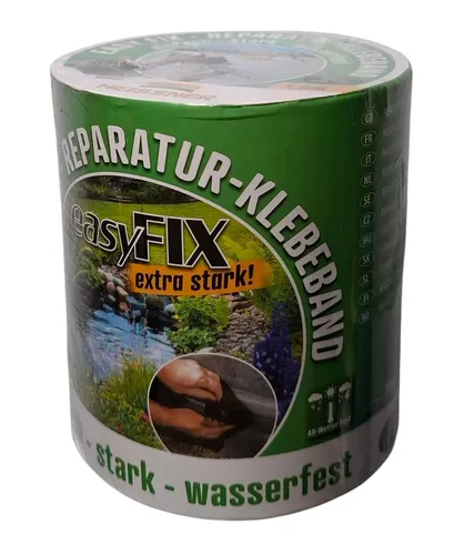Heissner Reparatur-Klebeband Easy Fix 150 x 10 cm, schwarz - Dichtmaterialien für Teichpflege, besonders stark und wasserfest für schnelle und zuverlässige Reparaturen.