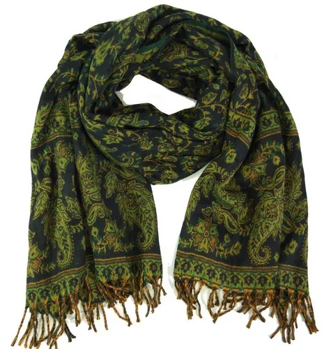 GURU SHOP Weicher Pashmina Schal mit Paisley Muster in grün von Guru-Shop