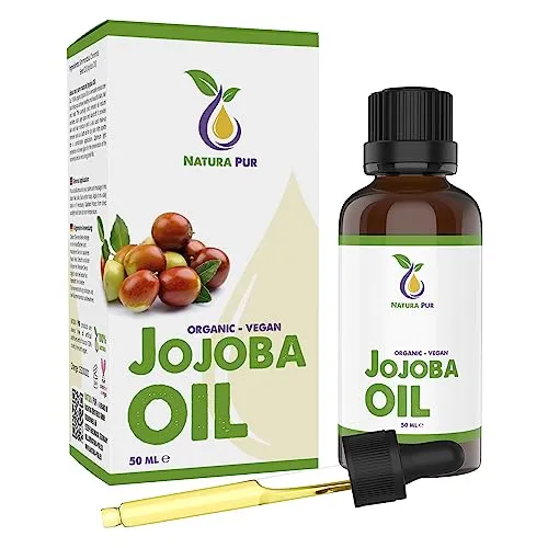 Jojobaöl BIO 50ml - 100% rein und kaltgepresst - Jojoba Öl Gold für Kosmetik, Gesicht, Haare, Haut, Nägel - Organic Jojoba Oil for Hair