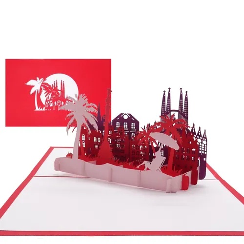 Pop Up Karte „Barcelona“ 3D Grußkarte, Souvenir, Gutschein & Geschenk Reise