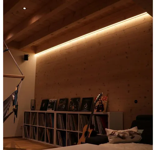 DOTLUX LED-Streifen 48W 8mm 4000K IP20 5m-Rolle - Hochwertiger LED-Streifen mit hervorragender Farbwiedergabe RA>92 für ein angenehmes Licht. Ideal für kreative Beleuchtungslösungen mit einfachem Anbringen dank starkem 3M Klebeband.