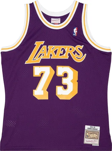 Swingman Mesh Jersey LA Lakers 1998-99 Dennis Rodman - L - NBA Hardwood Classics Collection. Hochwertige Twill-Patches mit Namen und Teamlogo. Ideal für Fans und Sammler. Material: 100% Polyester, atmungsaktiv und bequem.
