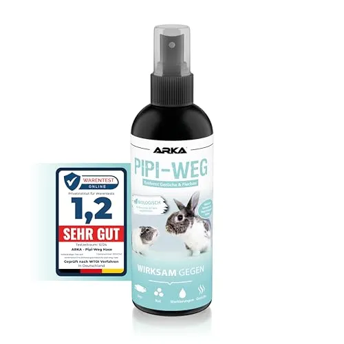ARKA Nager Geruchsentferner Spray 100 ml – Enzymreiniger gegen Urin, KOT & Tiergerüche unterwegs – biologisch, sicher und ideal für Käfig, Stall, Transportbox & Reise – PIPI