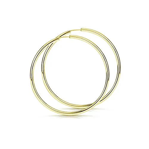 Materia Creolen Ohrringe Silber 925 gold 47mm groß leicht SO-83 - Ohrringe für Damen aus 925 Sterling Silber, vergoldet. Leichte und große Creolen mit 47mm Durchmesser, ideal für jeden Anlass. Sicherer Halt durch Steckverschluss, perfekt als Geschenk!