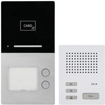 HHG Villa Audio Set 2 RL AS AP - Freisprechanlage für Zweifamilienhäuser - Haus-Alarmanlagen: 2-Draht Freisprechanlage mit Aluminiumgehäuse, manuellem Lautstärkenregler und zwei Klingeltasten für optimale Kommunikation.