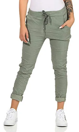 CLEO STYLE Stoffhose Damen Jogginghose 88 Grün - Bequeme Stoffhose für Damen in trendigem Grün, ideal für lässige Outfits und Freizeitaktivitäten, aus hochwertigem Viskose-Mix für besten Tragekomfort.