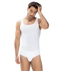 Mey Achselhemd Noblesse ohne Seitennähte, Rundhalsausschnitt, atmungsaktiv, Feinripp weiß S