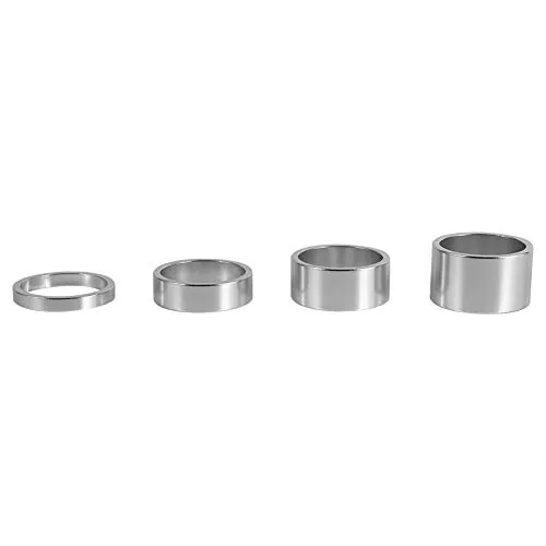 Dilwe 4 Teile/Satz Fahrrad Spacer, Fahrradgabel Spacer 5mm / 10mm / 15mm / 20mm Aluminiumlegierung Rennrad Fahrrad Headset Gabel Spacer(Silber)