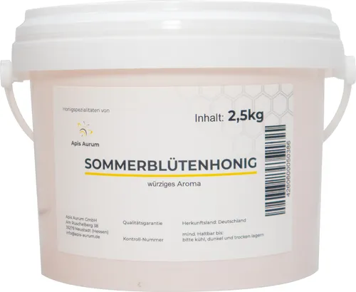 Deutscher Sommerblütenhonig - 2,5kg - Honig aus den Blüten des hessischen Sommers