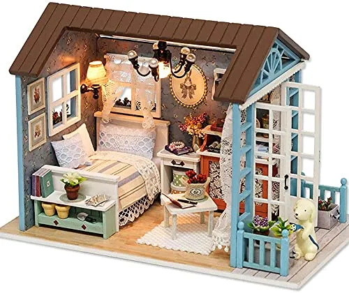CUTEROOM DIY Puppenhaus aus Holz, Handcraft, Miniatur Kit-Salon, Modell und Möbel, Zeigen Fotos und Unterricht in Englisch (Z007)