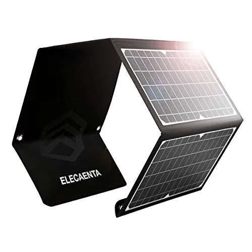 ELECAENTA 30W ETFE Faltbar Solar Ladegerät 3-Port USB-C PD18W QC3.0 IPX5 Solar Panel Reißverschluss Schutz Solarmodul Tragbarer Monokristallinem für Wiederaufladen USB-Geräte -iPhone Android Outdoor