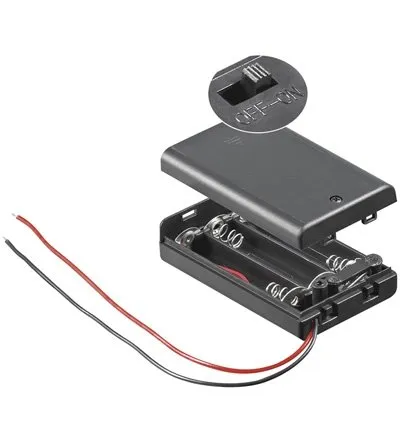 BestPlug Batterien-Halter mit ON Off Schalter und Deckel für 3 Micro AAA Batterien Größe S 1.5V LR03, Schwarz